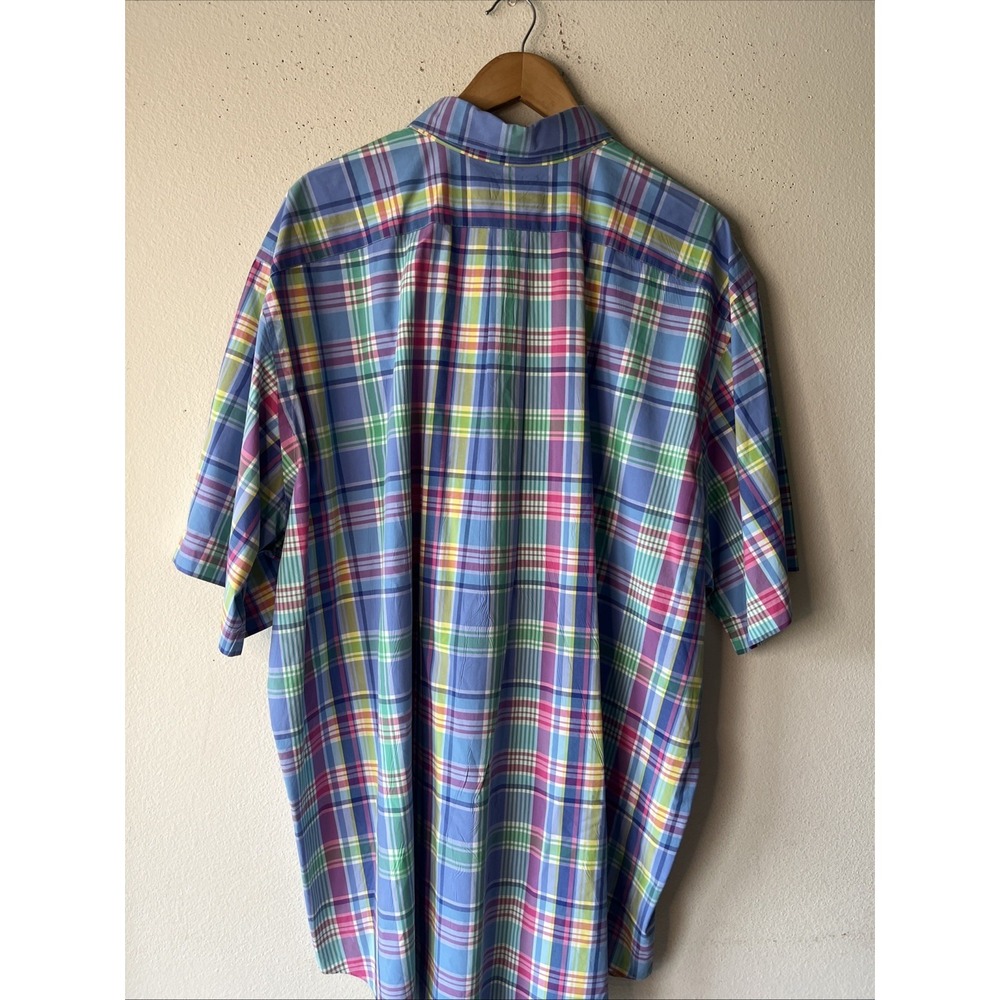 Ralph Lauren short sleeve button down oxford shirt 3XLT Men plaid blue Cotton - Picture 16 of 16